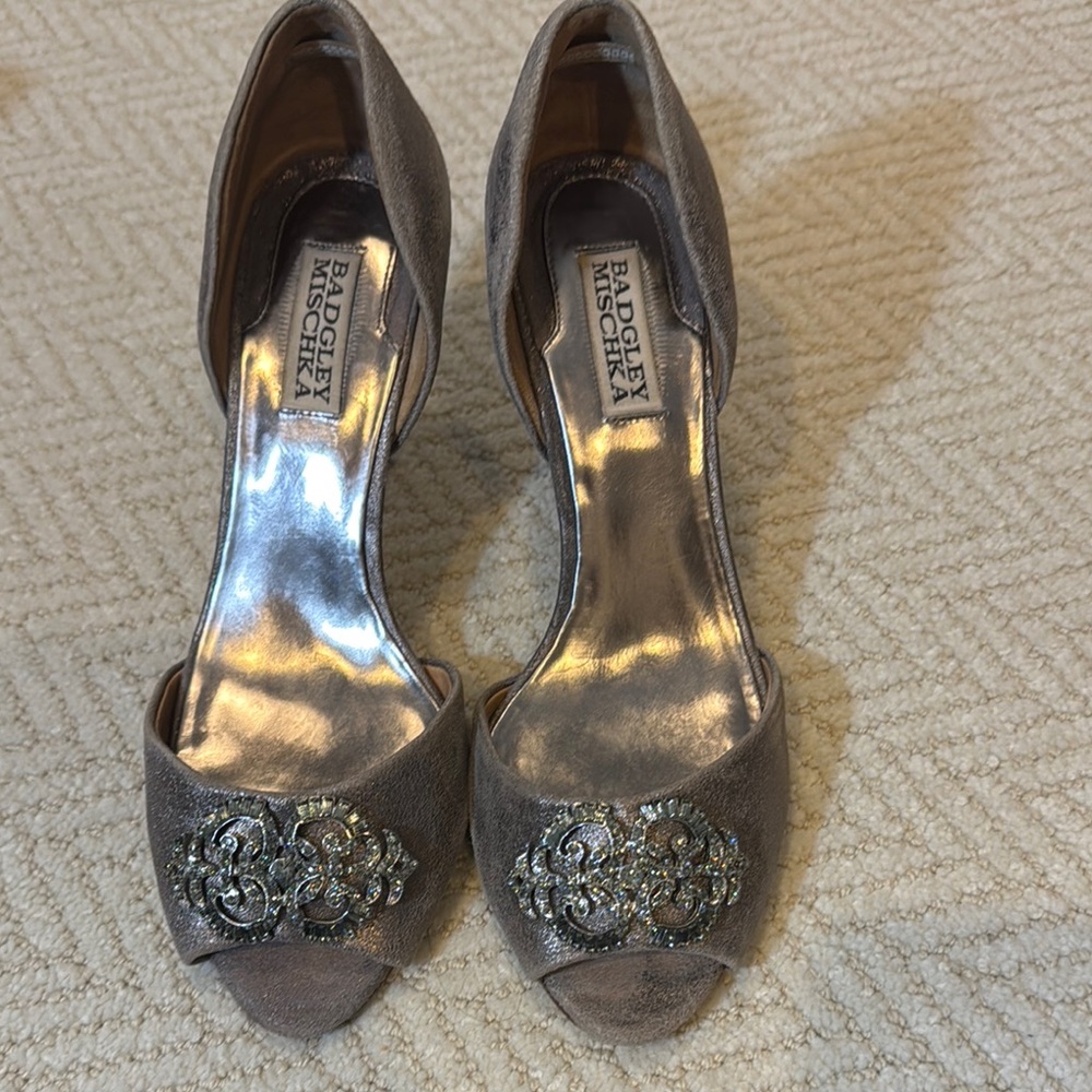 Badgley Mischka Women's Open-Toe Heels - Metallic 8.5M